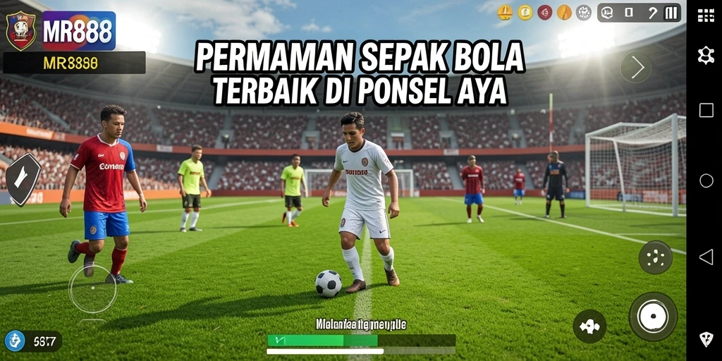 Screenshot MR888 menampilkan aksi seru dalam permainan sepak bola.
