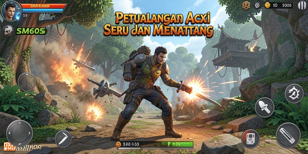 Tampilan aksi mendebarkan dalam gameplay SM605.