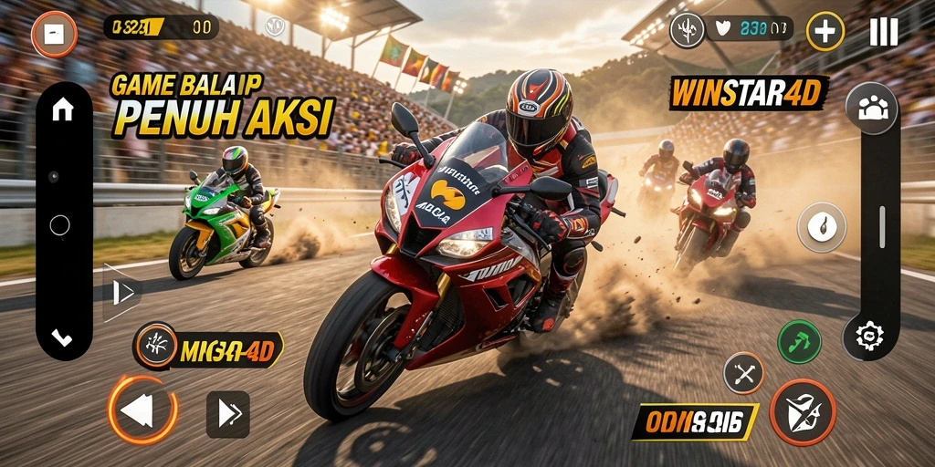 Gameplay menegangkan dari balap motor di WINSTAR4D dengan trek indah.